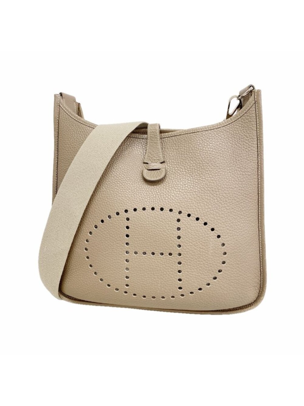 Hermes Shoulder Bag Evelyne Taurillon Clemence Etoupe Silver